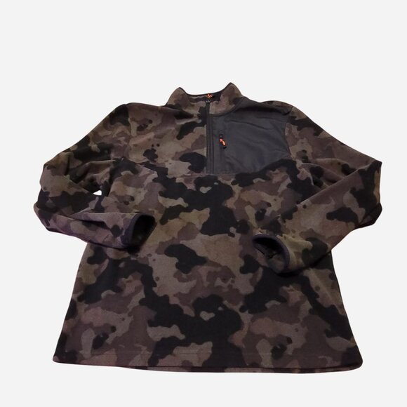 Camo Zip-Up Sweater Size L Olive Green - Picture 1 of 4